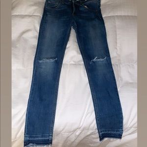 Rag & bone ripped jeans raw hem
